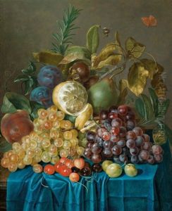 Ein Fruchtestillleben Mit Trauben, Kirschen, Zitronen Und Pflaumen