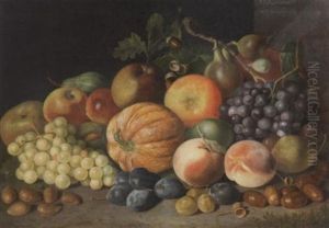 Stilleben Mit Kurbissen, Weintrauben, Apfeln, Pfirschen Und Pflaumen