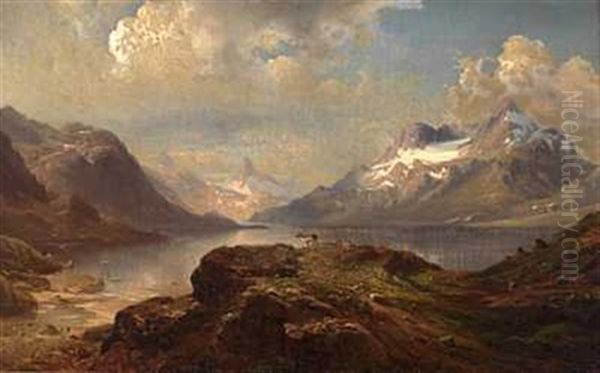 Rensdyr Ved Fjellvann - view 1