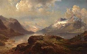Rensdyr Ved Fjellvann by Magnus Thulstrup Bagge