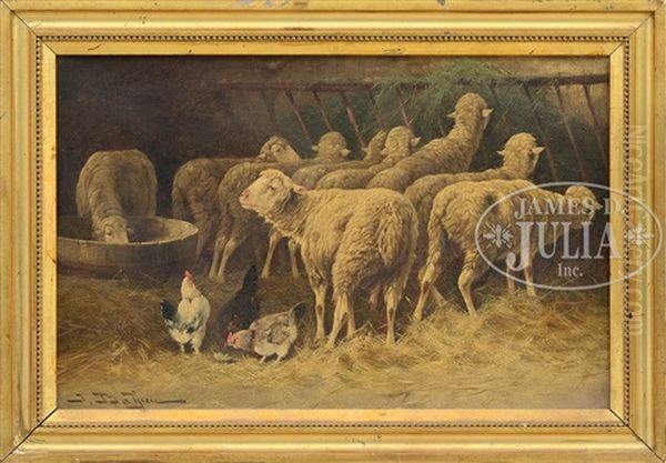 Sheep And Chickens In Barn - view 1