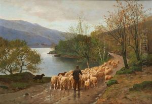 La Conduite Du Troupeau Au Bord Du Lac by Jules Bahieu