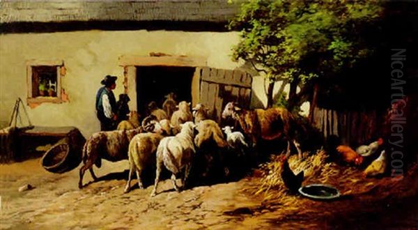 A Shepherd With His Flock Returning Home - view 1
