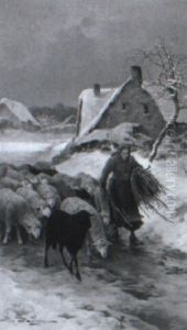 The Return Home In The Snow by Jules Bahieu