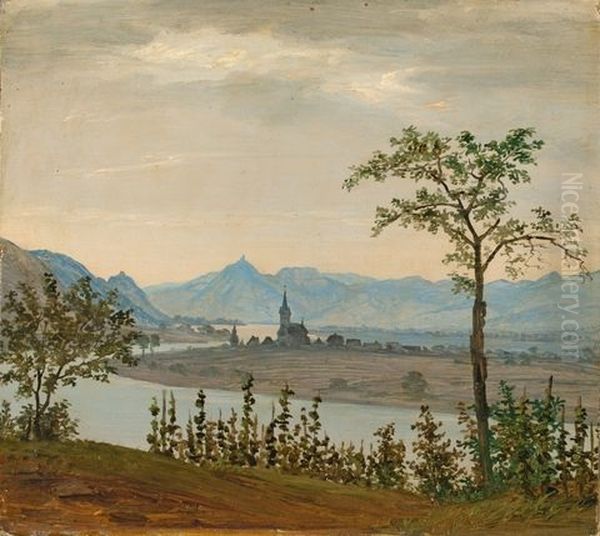 The Rhine At Unkel, In The Background The Rolandseck And Drachenfels Castles - view 1