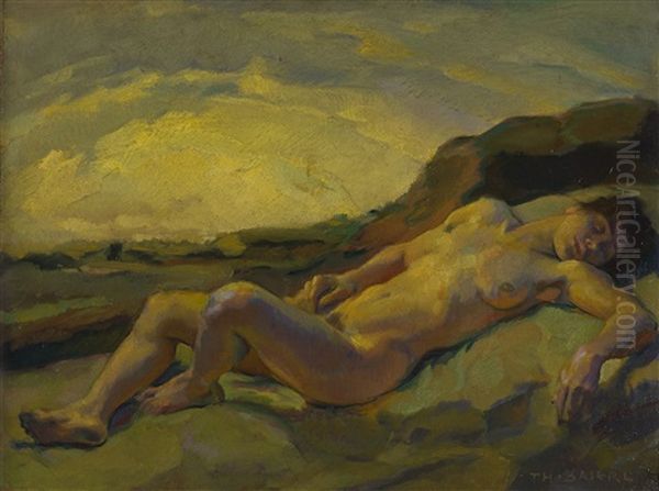 Liegender Weiblicher Akt In Einer Landschaft - view 1