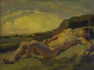 Liegender Weiblicher Akt In Einer Landschaft Liegender Weiblicher Akt In Einer Landschaft