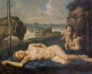Liegender Weiblicher Akt Mit Putti