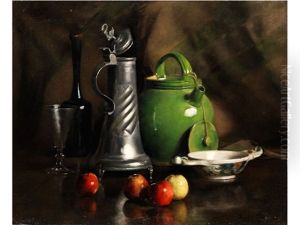 Stilleben Mit Krugen Und Obst, Zinnkanne Und Weinglasflasche