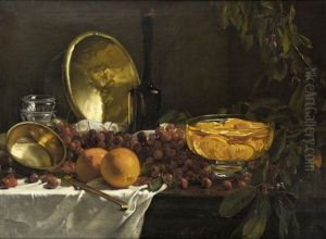 Nature Morte Aux Oranges Et Cerises by Joseph Bail
