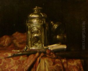 Nature Morte A La Lanterne De Cuivre, Brule Parfum, Et Poignard