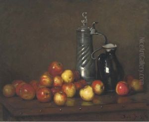 Apples With A Tankard And Jug by Joseph Bail