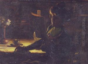 Reading By Candlelight by Joseph Bail