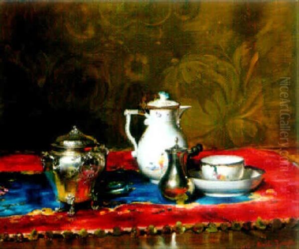 Tea Pot, Glass And Flowers - view 1