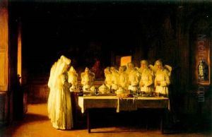 Sisters Of Charity Saying Grace Before A Meal At The Hospice In Beaune, France