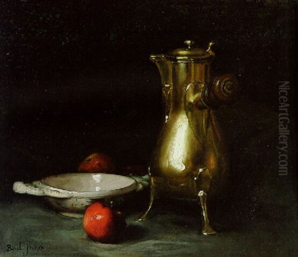 A Coffee Pot, A Bowl, And Apples - view 1