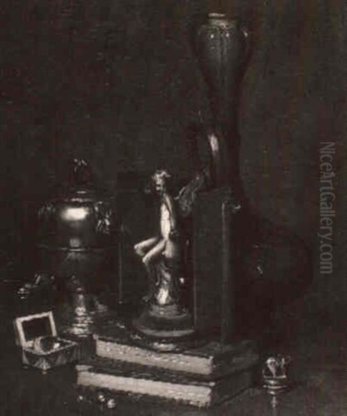 Still Life With Statuette, Urn, Vase And Books - view 1