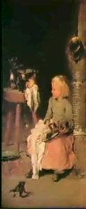 La Jeune Fille Et Les Chatons by Joseph Bail