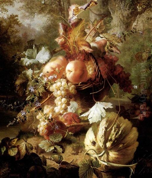 A Basket Of Fruit On A Woodland Bank - view 1