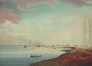 View Of The Hooghly River, Calcutta, Looking Upriver