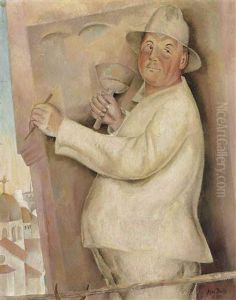 Portrait De Nemisio Brazzola, Tailleur De Pierre by Alice Bailly