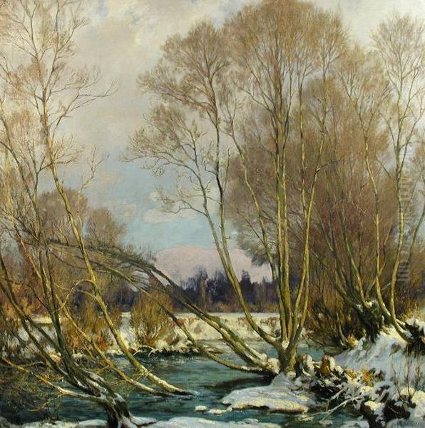 Pollards By A Stream In Winter - view 1
