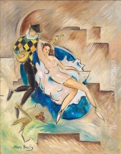 Danseuse Avec Arlequin by Alice Bailly