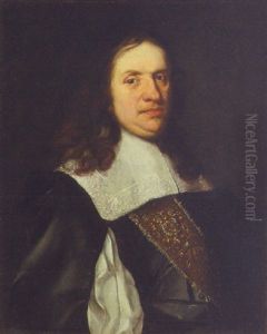 Portrait Of A Nobleman In Flemish Lace Collar And Baldrick Embroidered With Gold And Silver Thread by David Bailly