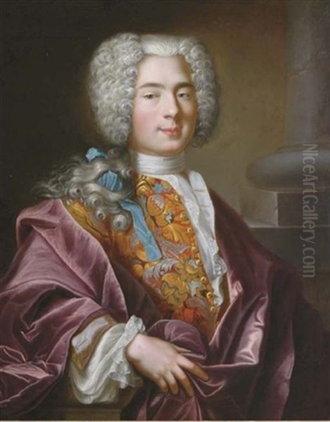 Portrait Of Nicolaus Deucher In An Embroidered Vest And Plum Silk Cloak - view 1