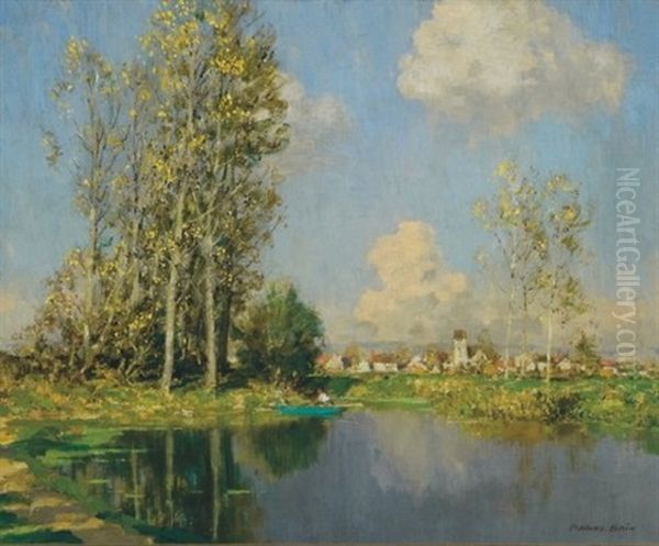 On A Boat At The Bend In A River Near A French Town - view 1