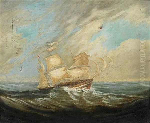 A Frigate In Stormy Waters, Table Bay - view 1