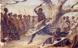 War Dance Of Emigrant Zulus by John Thomas Baines
