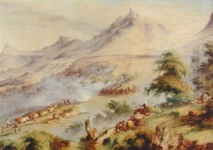 A Patrol Under The Command Of Captain Fisher Being Charged At Van Beulen's Hoek Kat River, South Africa