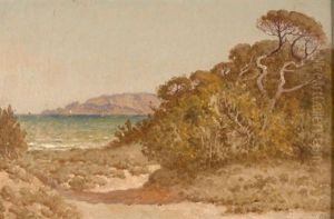 La Plage De Hyeres Et L'ile De Porquerolles Dans Le Lointain by William Baptiste Baird