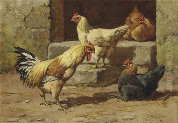 A Group Of Poultry (+ A Garden Corner; Pair) - view 1