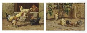 A Group Of Poultry (+ A Garden Corner; Pair)