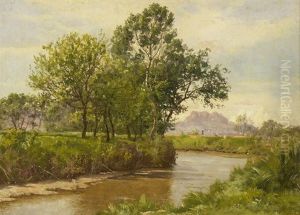 Landschaft Bei Frejus (+ Flusslandschaft Mit Ruderboot; Pair) by William Baptiste Baird