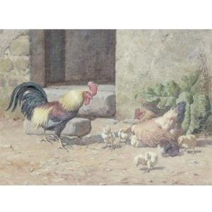 Chickens And Rooster by William Baptiste Baird