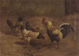 Chickens And A Rooster by William Baptiste Baird