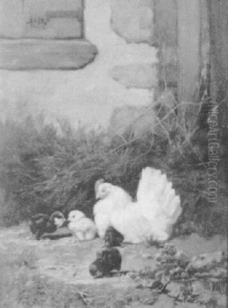 Mother Hen With Her Chicks - view 1