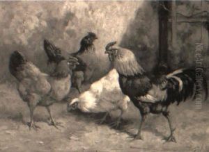 Chickens Feeding by William Baptiste Baird