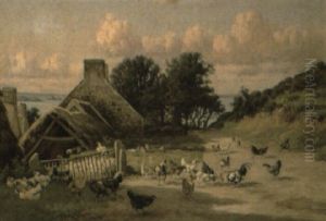 Chickens And Cockerels On A Farm