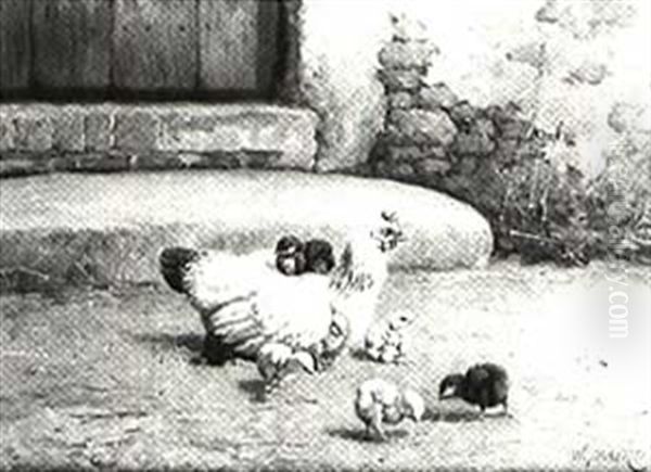 A Mother Hen And Her Chicks - view 1
