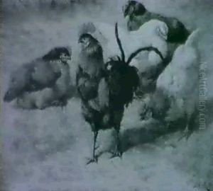 Cockerels And Hens by William Baptiste Baird