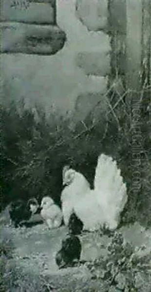 A Mother Hen And Her Chicks - view 1