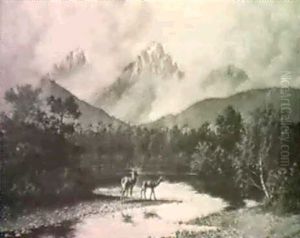 Deer In The High Sierras by William Baptiste Baird