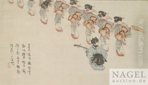Miyako Odori Dancers by Kono Naotoyo Bairei