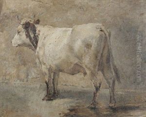 Stehende Kuh Nach Links by Hermann Baisch
