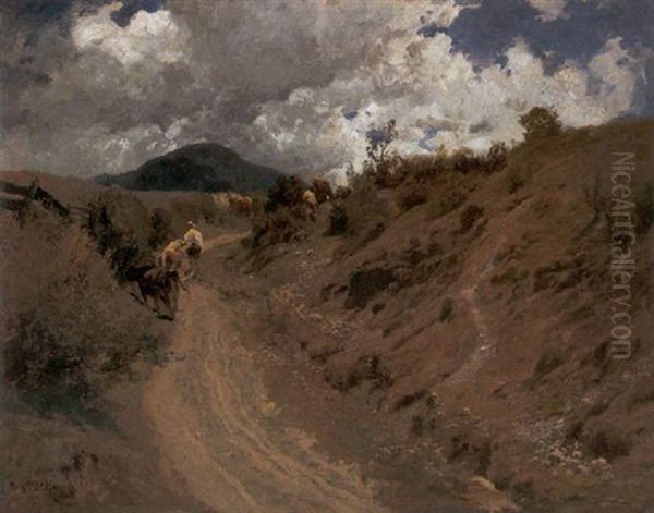 Feldweg Mit Kuhen In Der Sommersonne - view 1