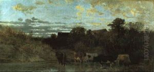 Kuhe An Der Tranke by Hermann Baisch